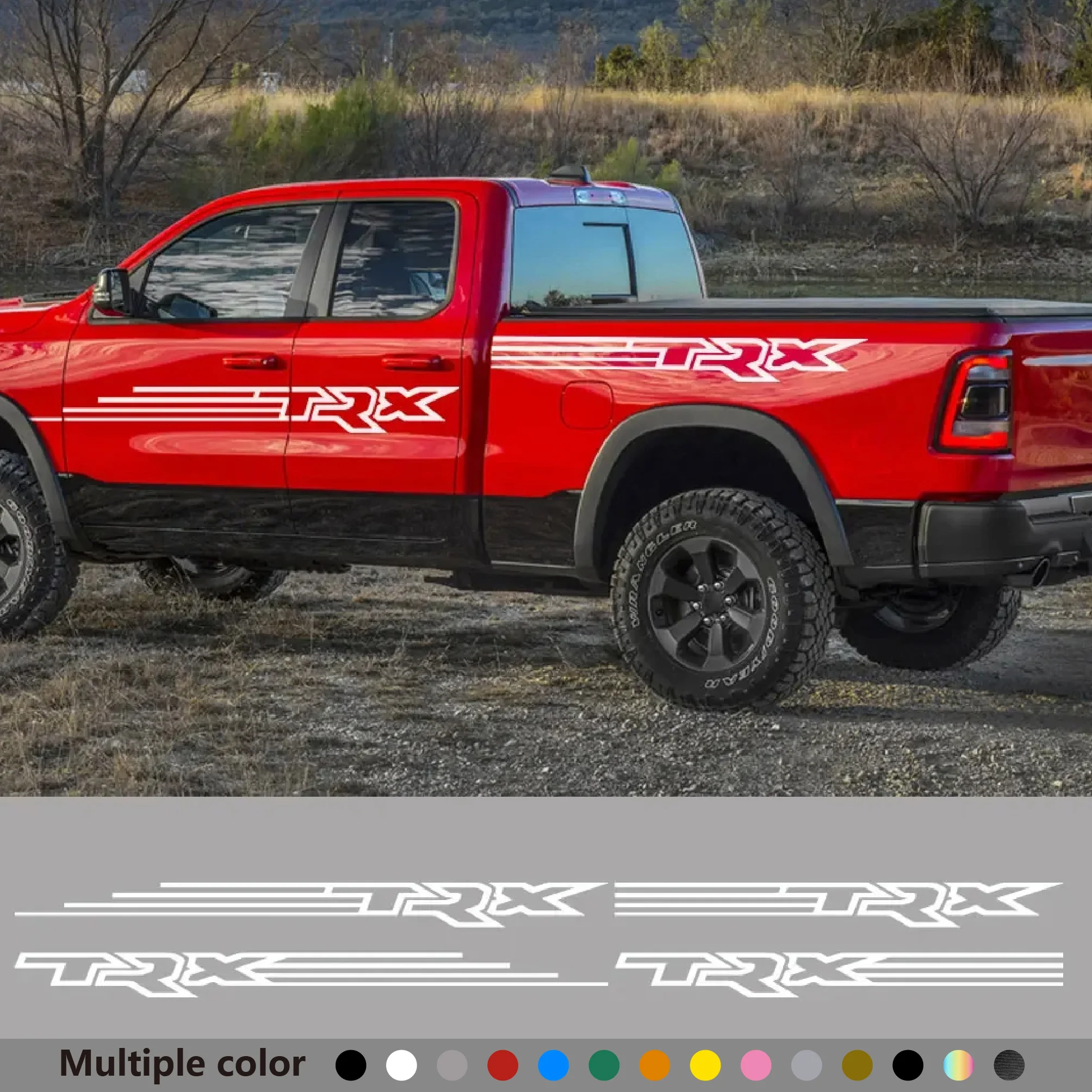 

Боковые наклейки для кузова пикапа Dodge RAM Rebel TRX, графическая юбка грузовика, полосы, декоративные наклейки, виниловый чехол, аксессуары для автотюнинга