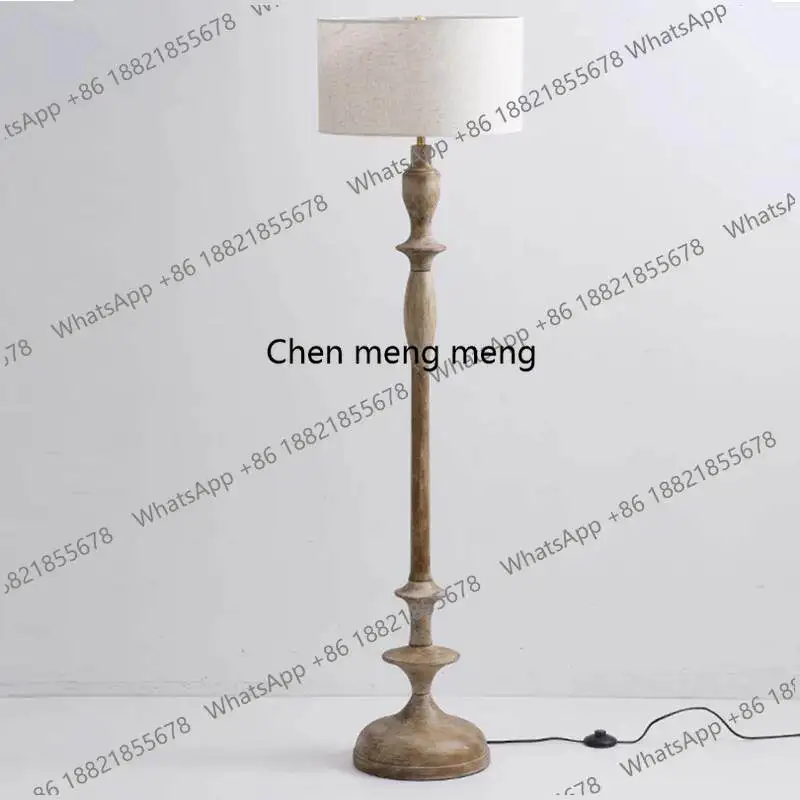 

American medieval style solid wood old bedroom floor lamp French retro living room study creative three-dimensional lamp
