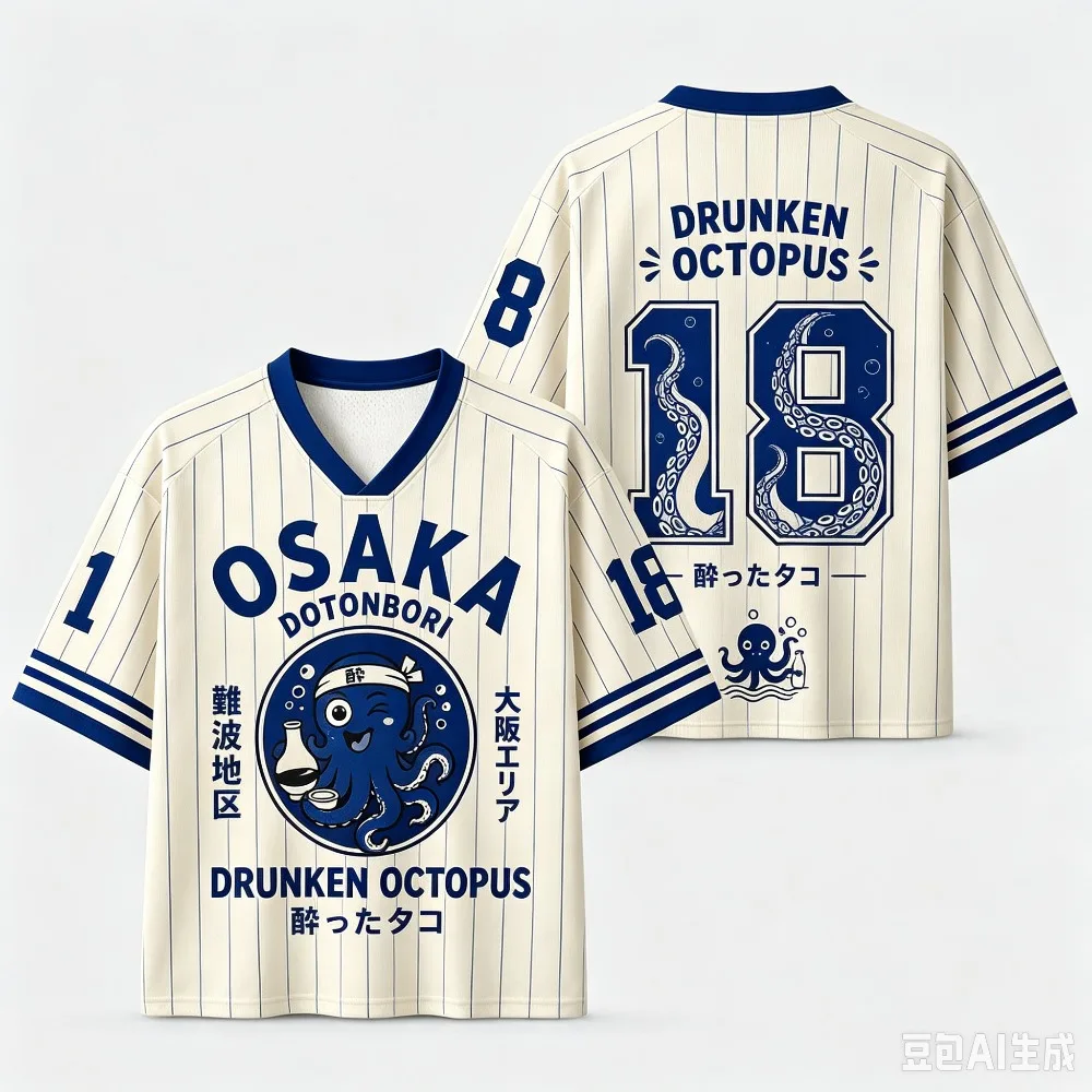 Fun Japanese Octopus Grilled Dishpattern 3D  Sport Quick-dry Breatha Men T-shirt Outdoor Street Casual Y2K Parent-child Clothing