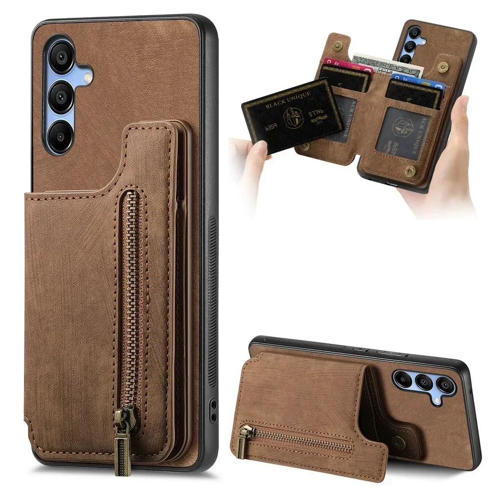 

Zipper Wallet Case For Samsung Galaxy A55 A35 A15 A05 A05S A54 A34 A24 A14 A73 A53 A33 A23 A06 A16 S23 FE S24 Ultra Back Cover