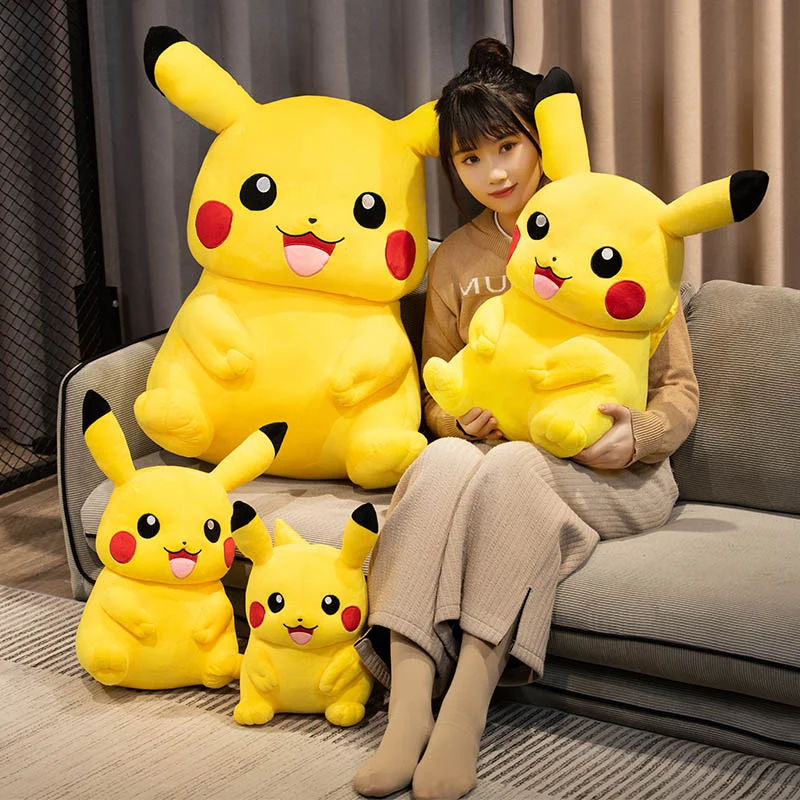 Soft Cuddly Pikachu Plush Toy Lovely Big Size Pikachu Doll Stuffed Cartoon Anime Hug Plushies Birthday Gifts For Fans