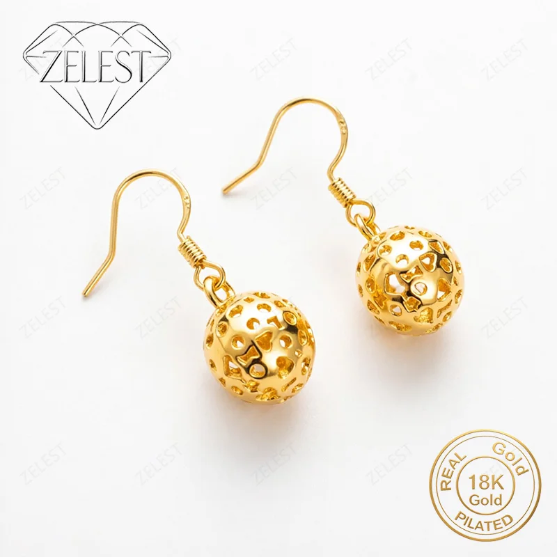 Exquisite 925 Sterling Silver 18K Gold Plated Openwork Round Earrings for Women - Fashionable and Charming Party Jewelry Gift