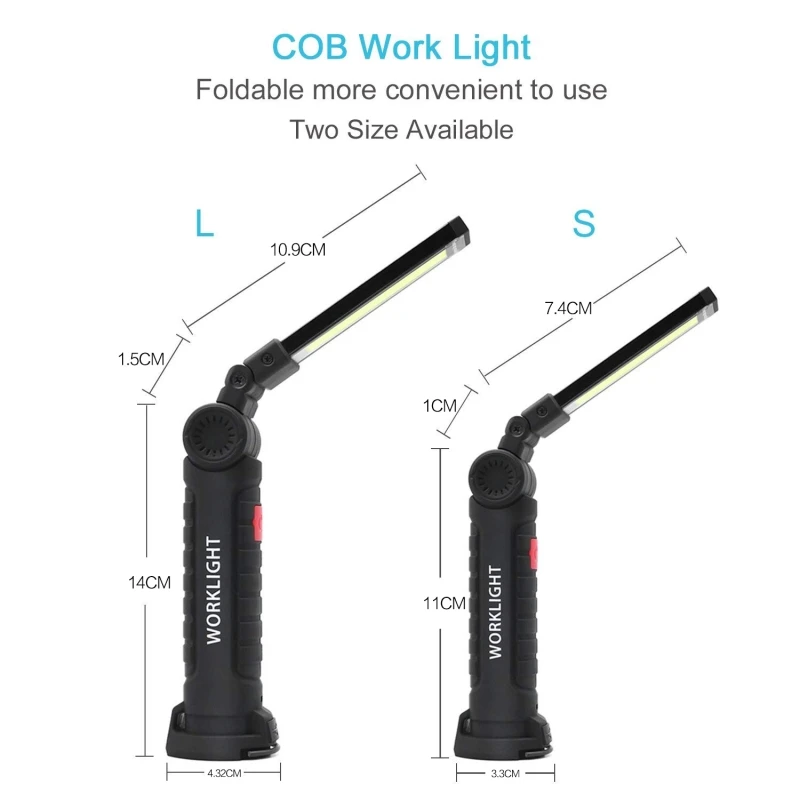 COB LED Work Light Foldable 5 Modes Waterproof Emergency Light Handled Flashlight with Magnet Auto Repair Light USB Worklights