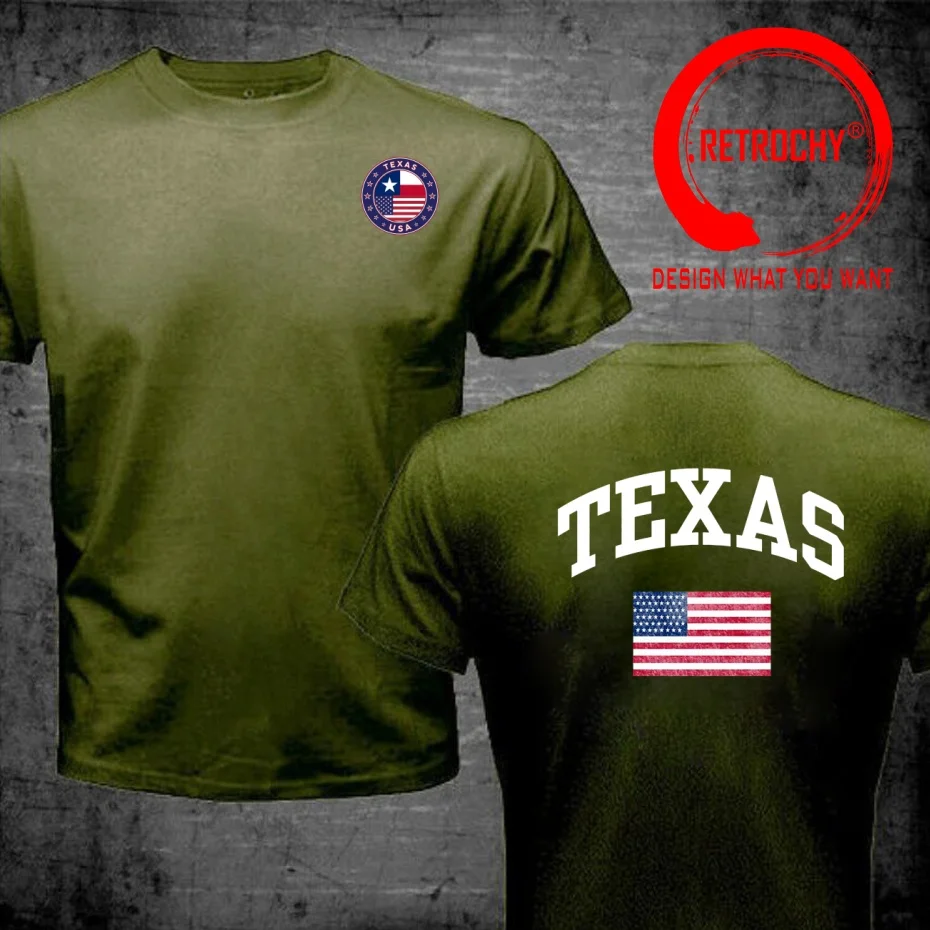 USA Flag Texas State Design T Shirt Men Fashion Trendy Casual Clothing Stylish Tops Tee Shirt Leisure Tshirt Men's T-Shirt