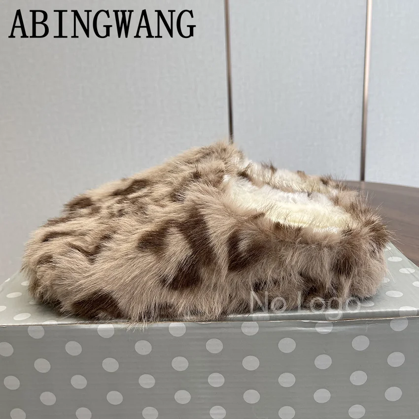 2025 Autumn Winter New Fur Thick Sole Warm Slippers for Women Casual Lazy Slippers Outdoor Holiday Shoes Warm Shoes