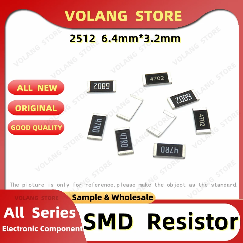 50pcs 2512 1W SMD Chip Resistenze 0R - 10M 5% 18R 100 220 470 Ohm 51R 10R 22R 33Ω 82R 220R 470R 1K 75K 2.2K 4.7K 68K 100K 1M 9.1M