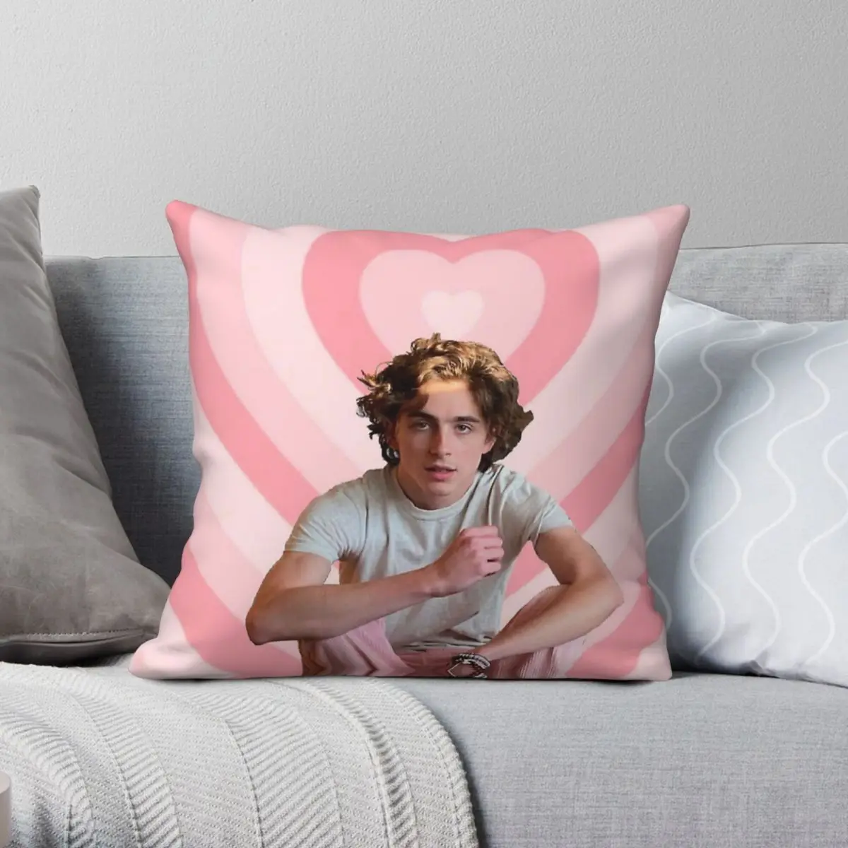 Timothee Chalamet Square Pillowcase Polyester Linen Velvet Creative Zip Decor Throw Pillow Case Sofa Seater Cushion Cover