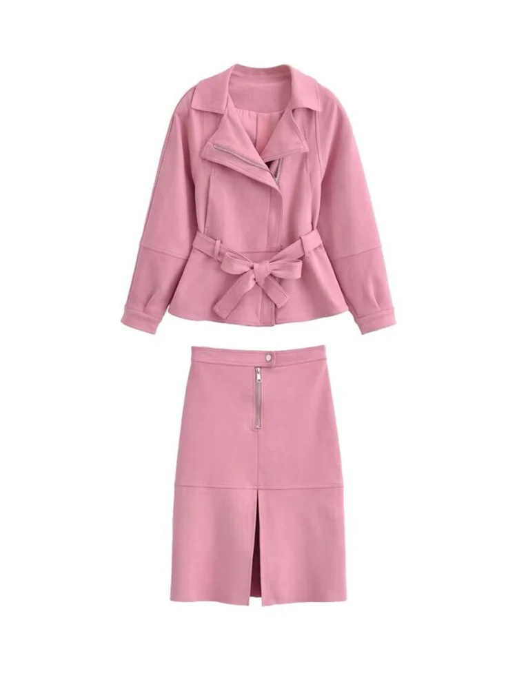 

2026 Women Spring Autumn 2-Pieces Sets Fashion Solid Jackets Coats and Skirts Female Elegant Street Two Suits Clothing