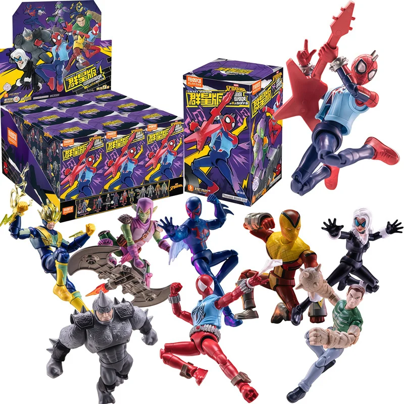 블루키스 스파이더맨 펠리시아 하디 그린 고블린 라이노 ‌   일렉트로 스칼렛 스파이더 샌드맨 ‌   액션 피규어 블라인드 박스 조립 장난감 선물