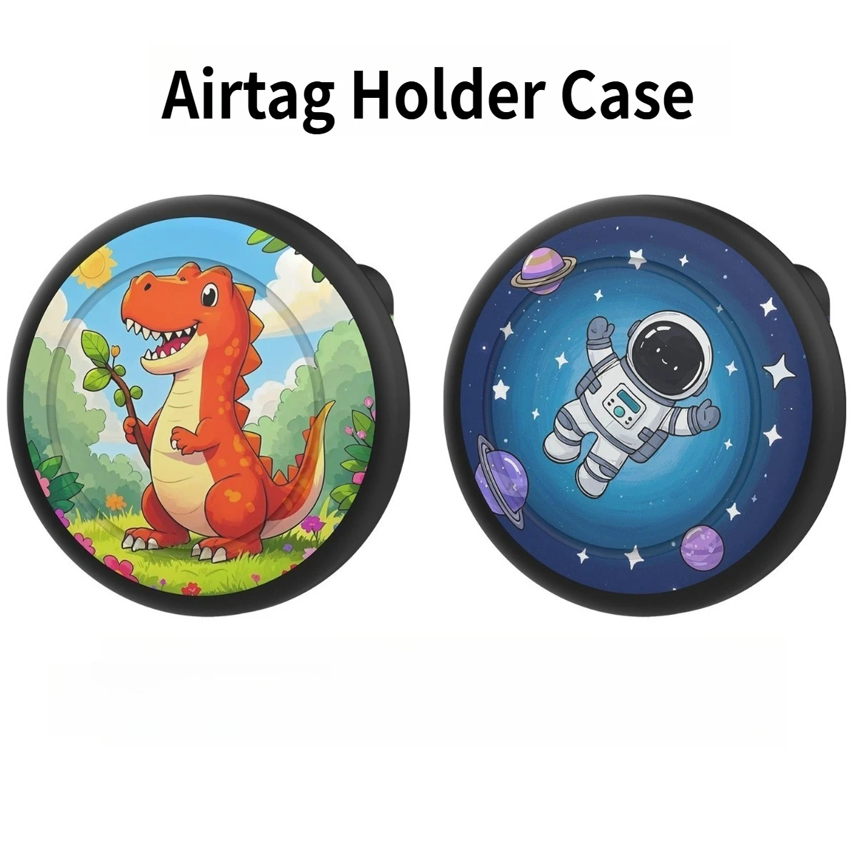 

Silicone Holder fits for Airtag, Cute Cartoon Case Cover with Pin Clasp Brooch Intended for Air Tag, 2 Pack