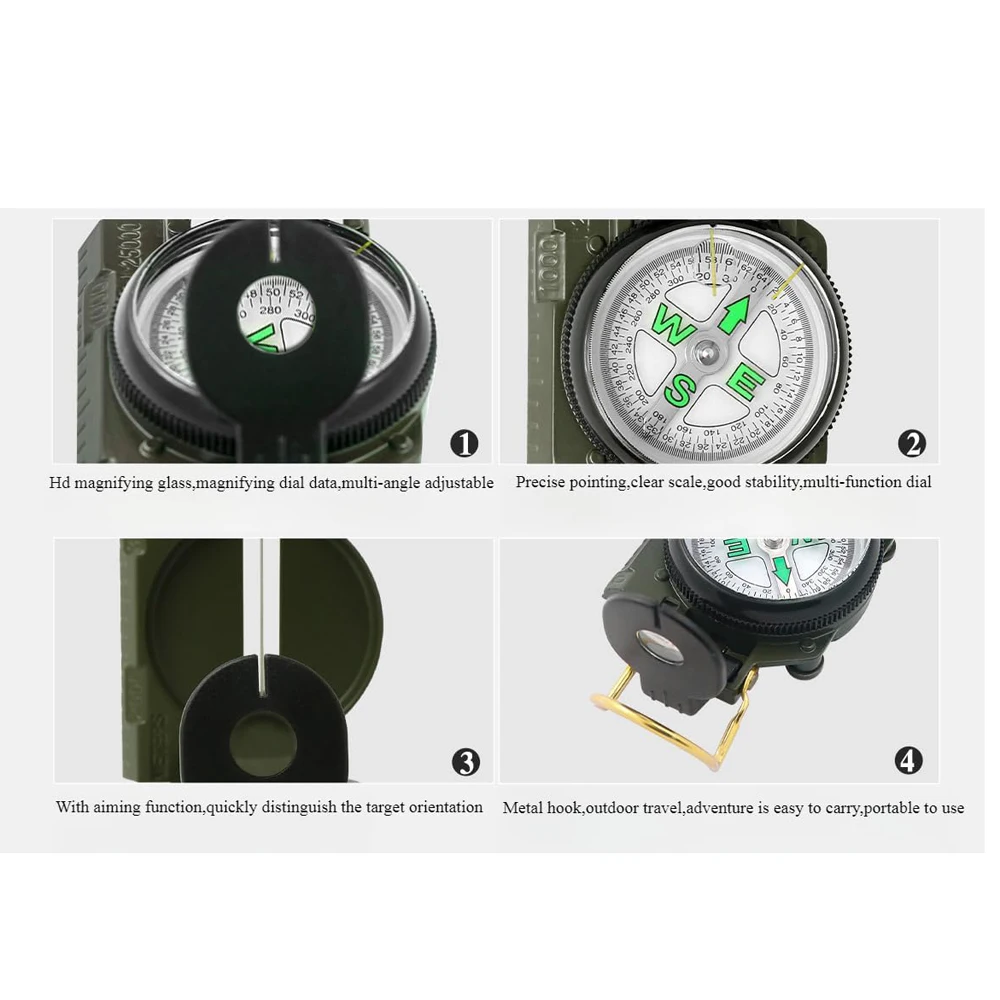 Waterproof High Precision Compass Outdoor Gadget Sports Hiking Mountaineering Professional Military Army Metal Sight