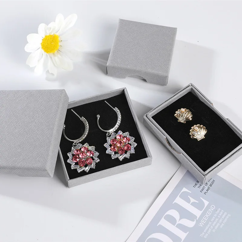 5pcs/lot jewelry gift box Ring Necklace package carton square  With sponge lined pink white blue red gray Jewelry storage box