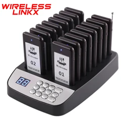 Wireless Restaurant Pager System Queue Paging System 16 Beepers Food Pager for Coffee Dessert Shop Food Truck Bar