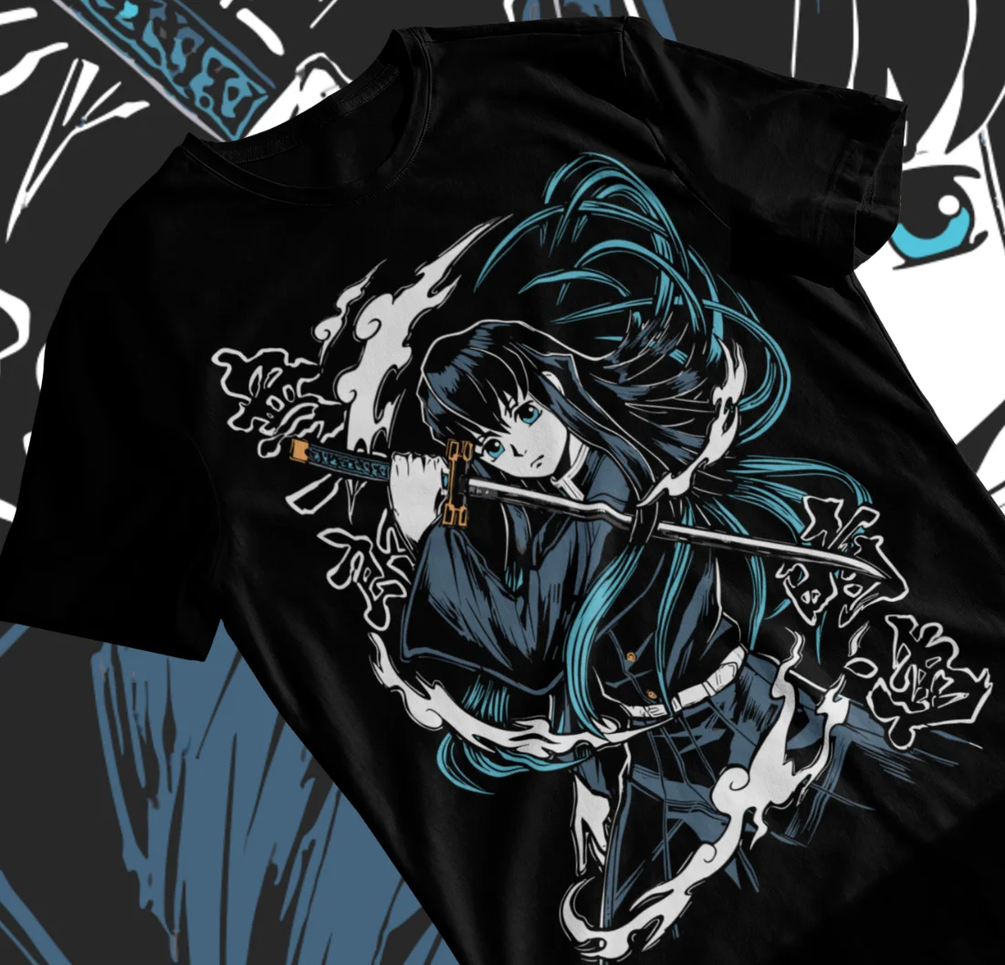 Muichiro Tokito t-Shirt Kimetsu no Yaiba Demon Slayer Anime Black Shirt Soft Tee