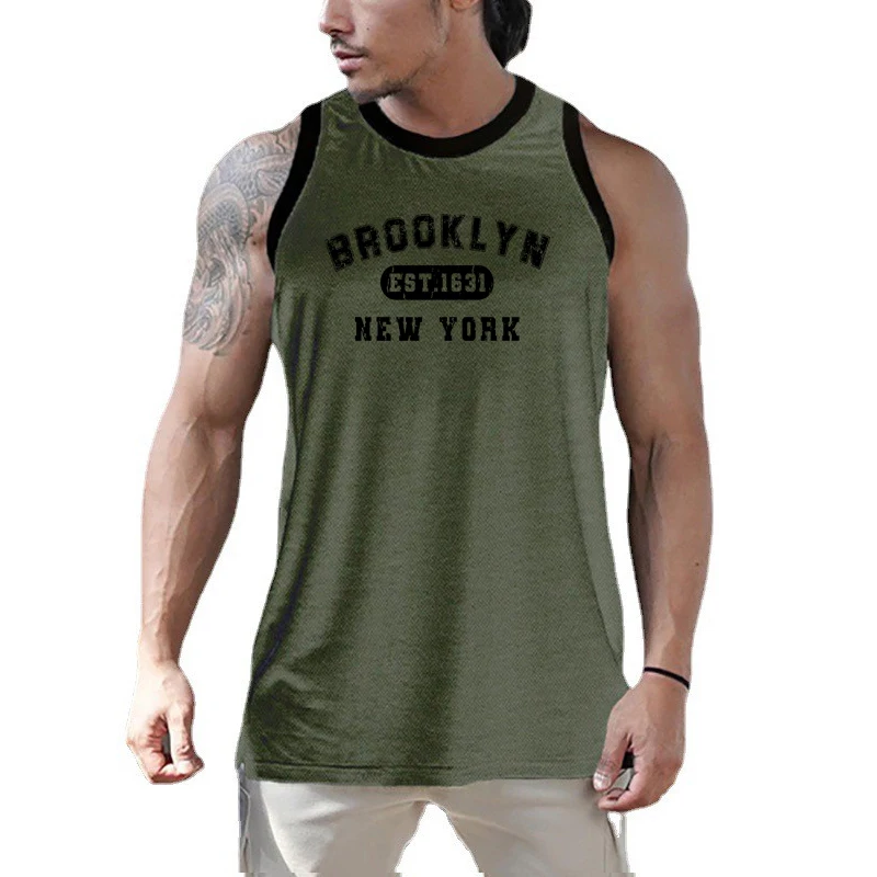 

Gym Bodybuilding Sleeveless Breathable Quick-dry Cool Feeling T-Shirt Mens Casual Fitness Summer Mesh Moisture Wicking Tank Tops