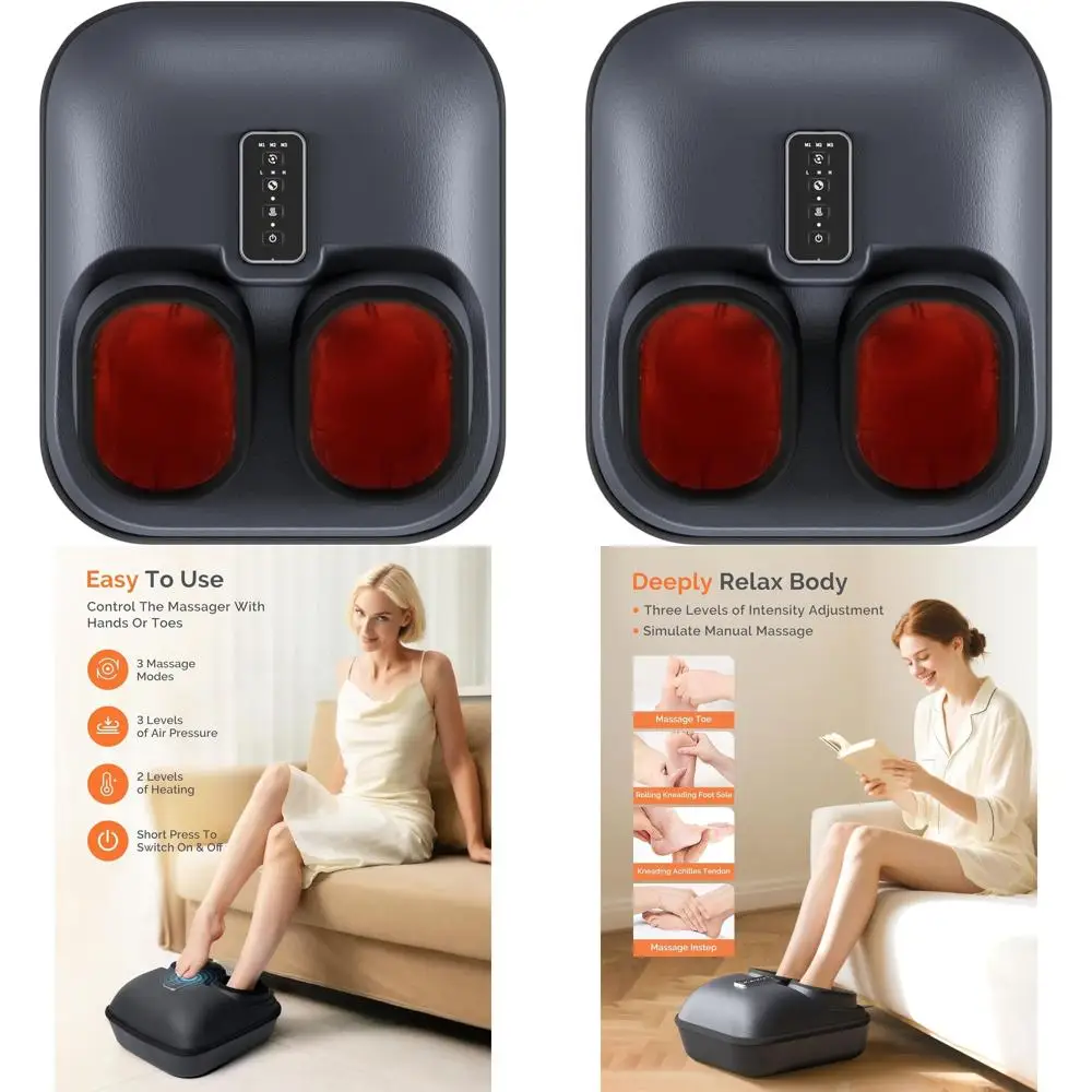 

Foot Massager for Plantar Fasciitis Relief, Deep Kneading, Air Compression, Heat and Vibration, Ideal for Tired Feet, Unisex Siz