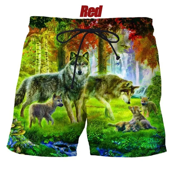 Fashion animal 3D printing wolf shorts hip-hop rock personality creative summer casual beach shorts