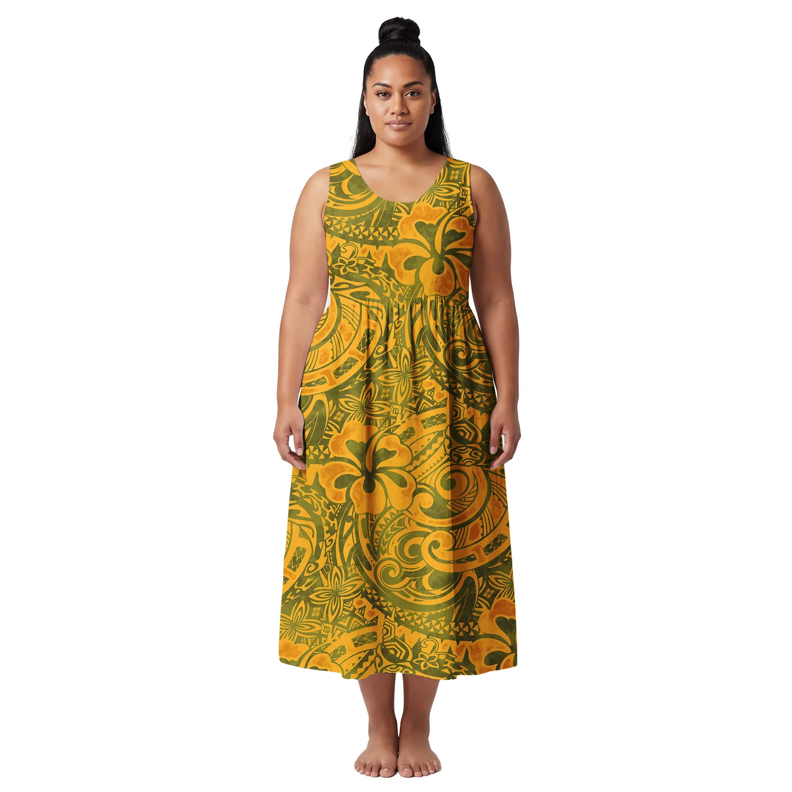 

Зимние и весенние новые модные женские наряды с индивидуальным узором в самоанском полинезийском племенном стиле, женские юбки оверсайз, гавайские платья