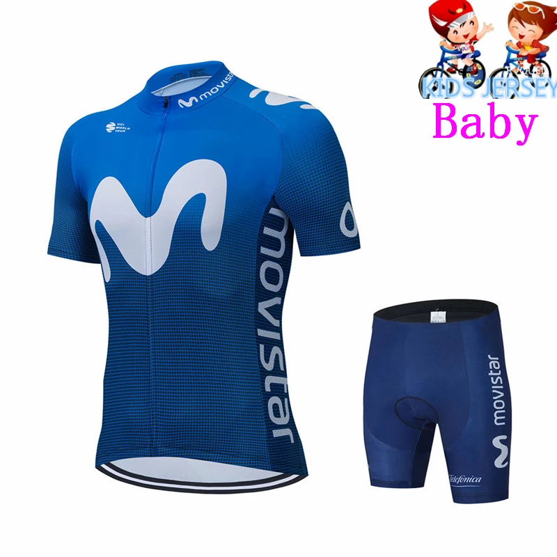 Movistar-Ensemble de maillot de cyclisme vert structurels ent pour enfants, vêtements de vélo de montagne, course sportive, kit de vêtements de vélo