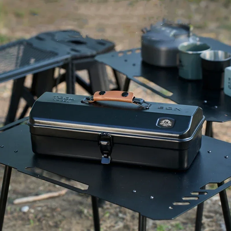 

Outdoor Tools Storage Box Portable Camping Picnic Hand Metal Tools Storage Box with Handle Sundries