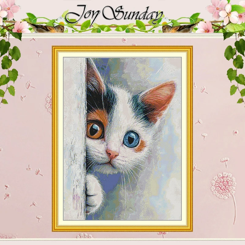 

Curious Cat Patterns Counted Cross Stitch Set DIY 11CT 14CT 16CT HD Stamped DMC Cross-stitch Kit Embroidery Needlework Crafts