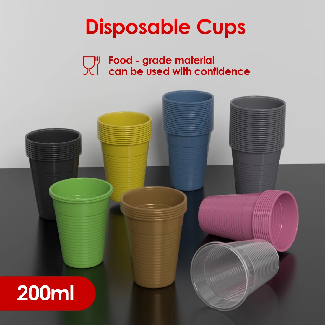 200ml Food Grade PP Tattoo Pigment Mix Cup Heat Resistant Odorless Stackable Disposable Cup 50Pcs Multi Color For Studio Paintin