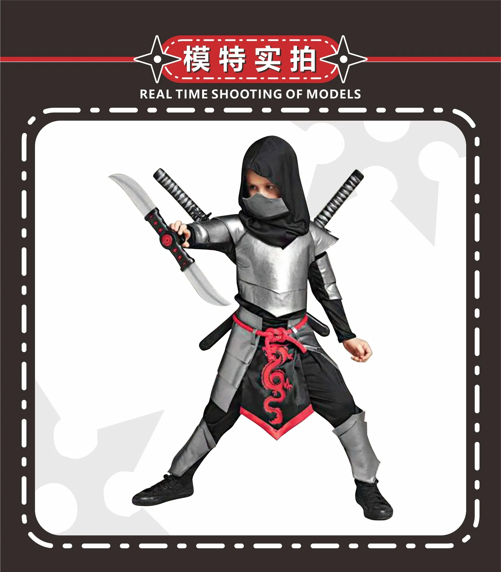 Disfraz de Ninja japonés para niños, ropa de subterfugo nocturno para Halloween