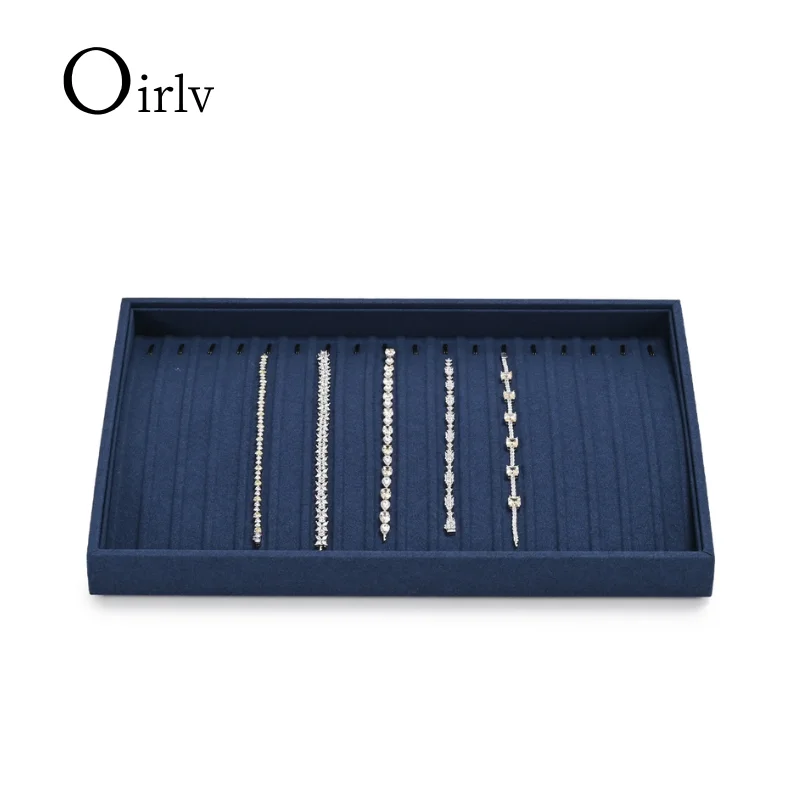 

Oirlv Темно-синий бархатный лоток для хранения и демонстрации браслетов — органайзер с несколькими слотами для дома и розничной витрины ювелирных изделий Ювелир