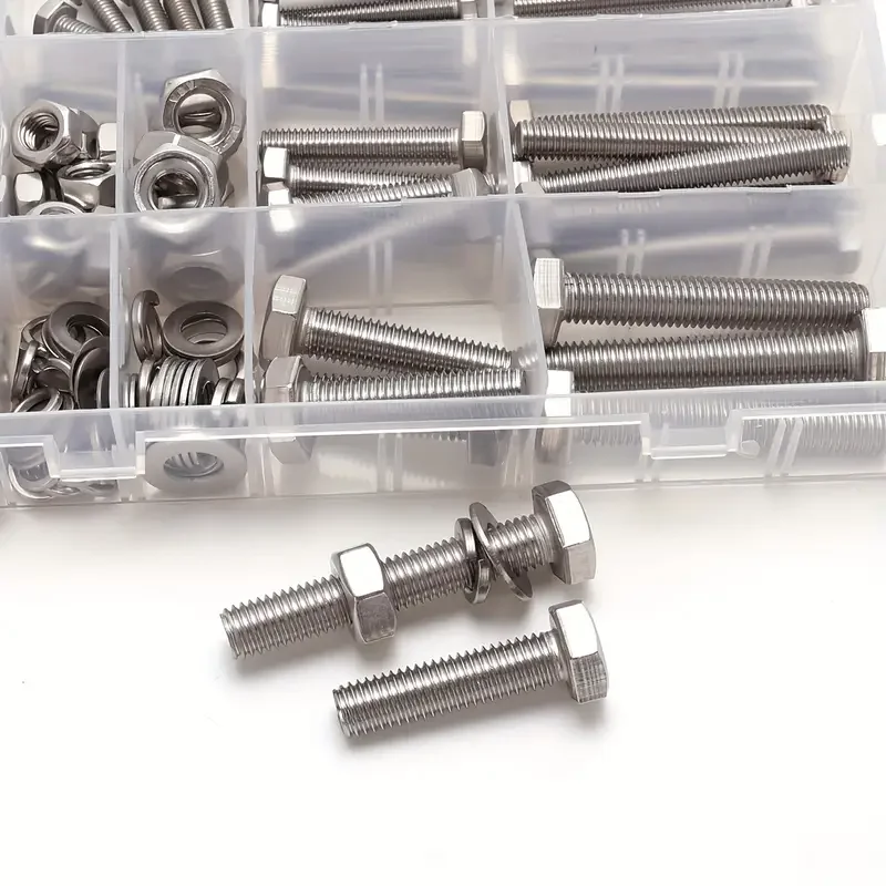 

260 Stück Edelstahl M6/M8/M10 Robuste Sechskantschraube Und Mutter-Kombi-Set, Waschbrett, Federwaschbrett