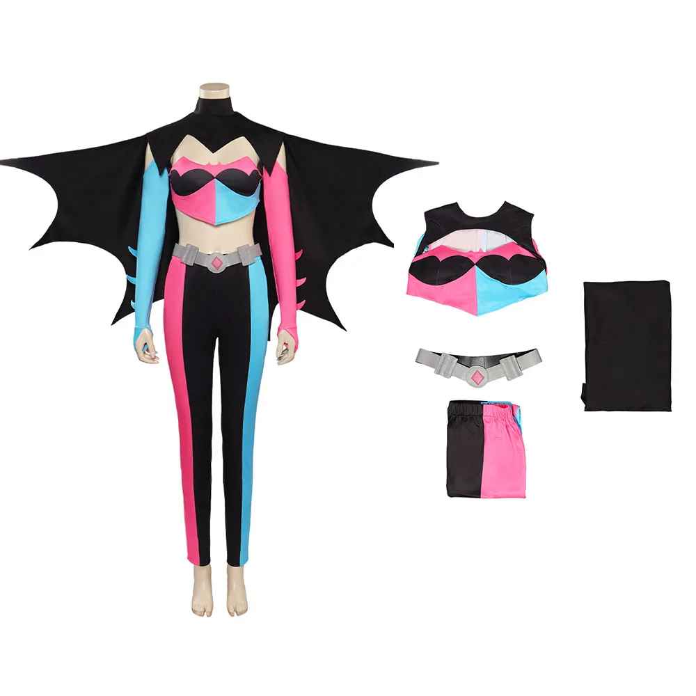 Quinzel Cosplay weibliche Overall Maske Kostüm Fansy Verkleidung Outfits Halloween Karneval Rollenspiel Bodysuit für erwachsene Frauen Mädchen