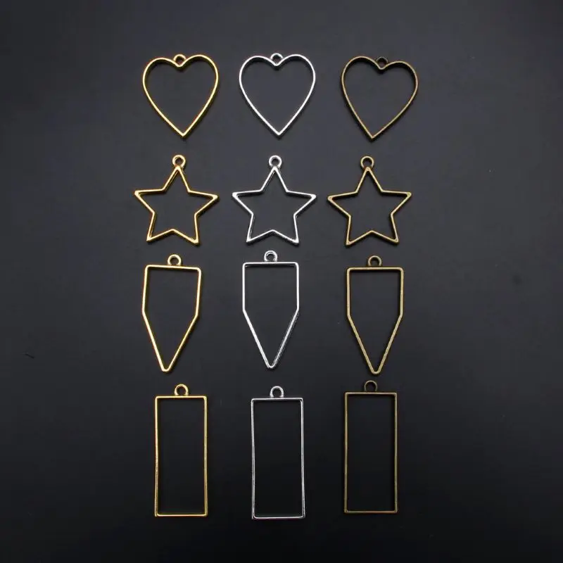 10Pcs Frame Pendant Open Back Bezel Geometric Hollow Frame Resin Jewelry Making