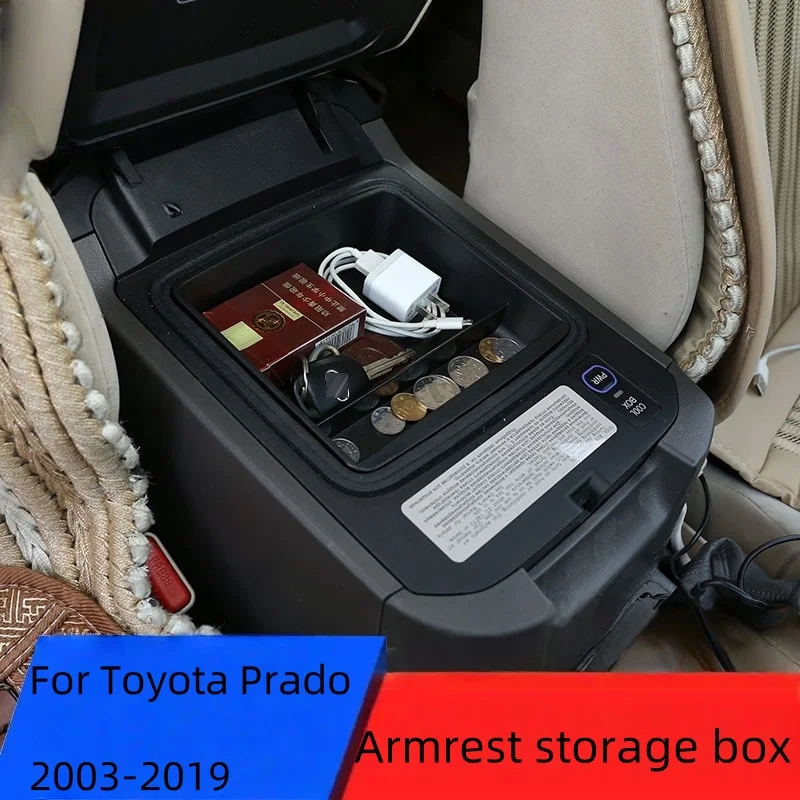 

Для Toyota Prado FJ 120 FJ120 150 2003-2019 ABS черный автомобильный центральная консоль многофункциональный ящик для хранения лоток для телефона автомобильные аксессуары