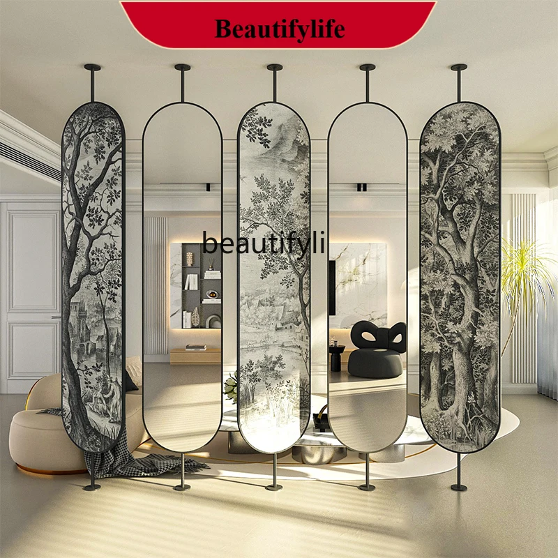 Subareas Screens Household Living Room Entrance Covering Hotel Rotating Mirror Decoration Accordion Partition  H
