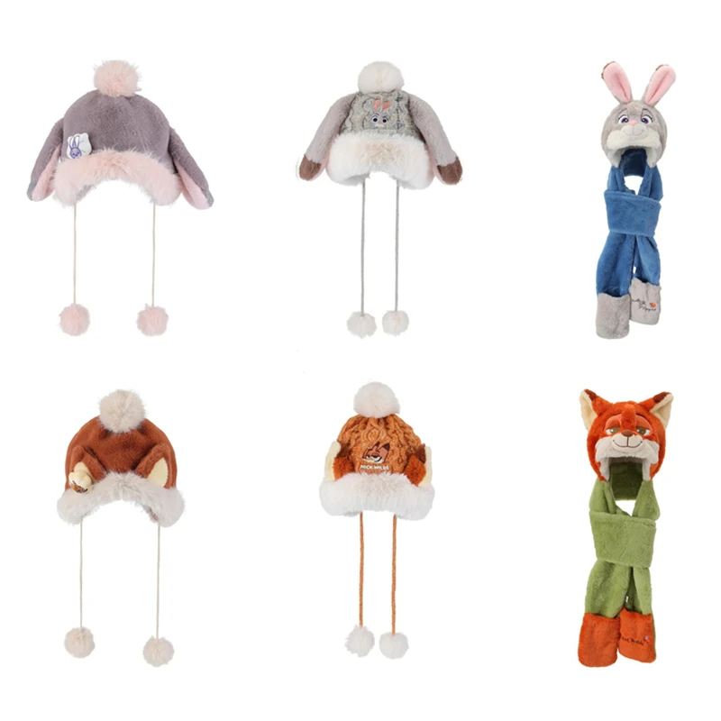 

Disney Zootopia Plush Winter Hat Cozy Animal Character Ear Design for Adults & Kids (Judy, Nick)