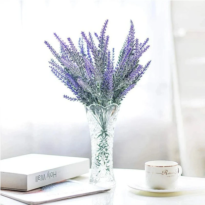 10 Bundles Artificial Lavender Flowers Fake Flowers Decorating Home Table Room Decor Garden Wedding Decoration Outdoor Plants