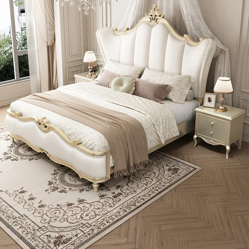 

#Modern Cream Bed Cloud Fashion Interior European Safe Sleeping Floor Double Bed Ergonomic Princess Muebles Postmodern Furniture