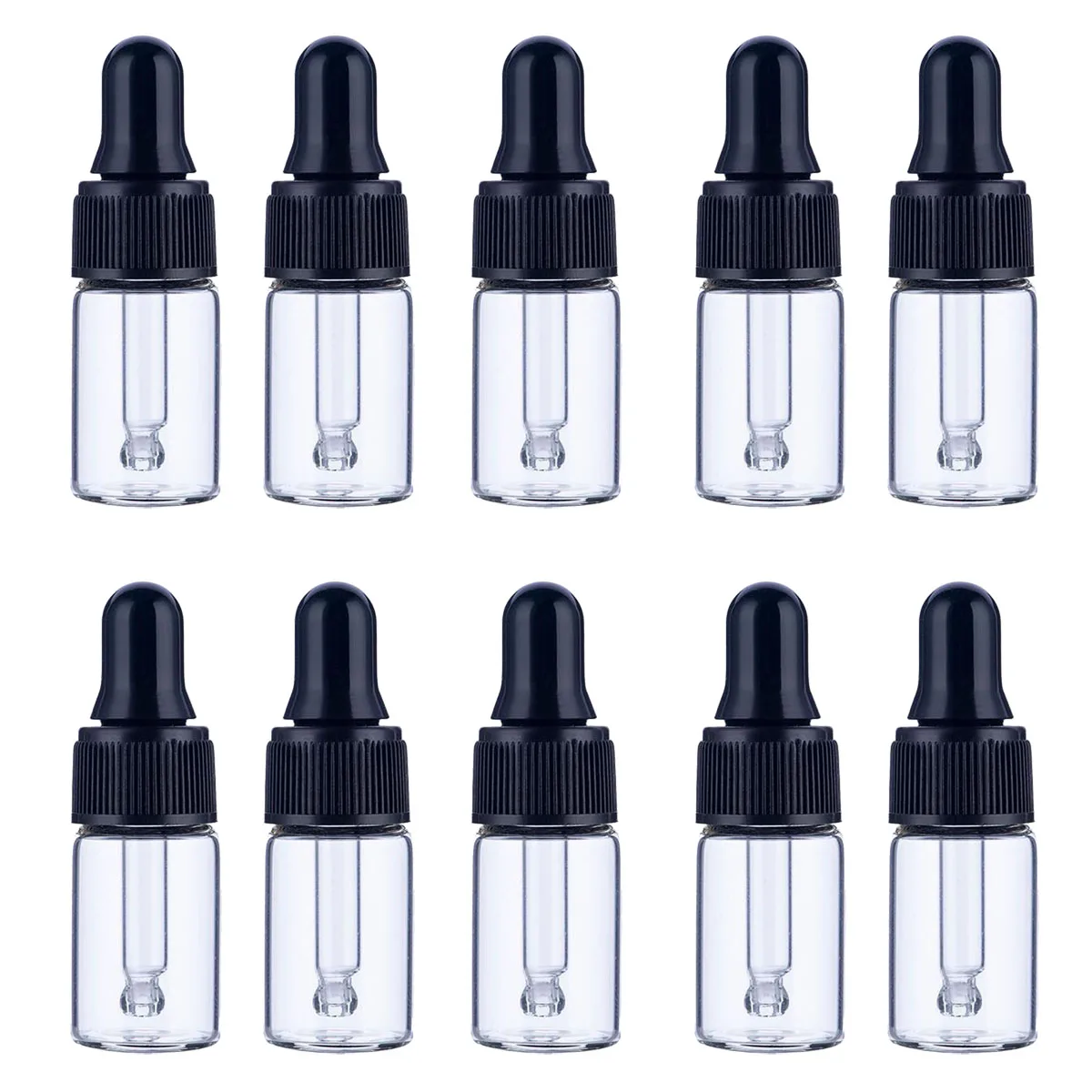 100 Chiếc 1/2/3/5 ML Thủy Tinh Dầu Thông Thơm Thả Chai Nắp Bạc Thuốc Thử Thả Mắt chất Lỏng Pipet Bình