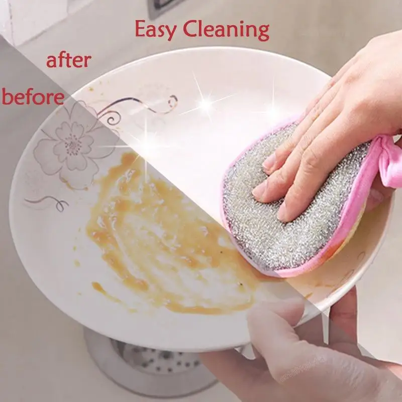 5/10Pcs Dishwashing Sponge Double-sided Dishwashing Brush Pot Scouring Pad Sponge Home Kitchen Cleaning Tool Dishwashing Towel view 4
