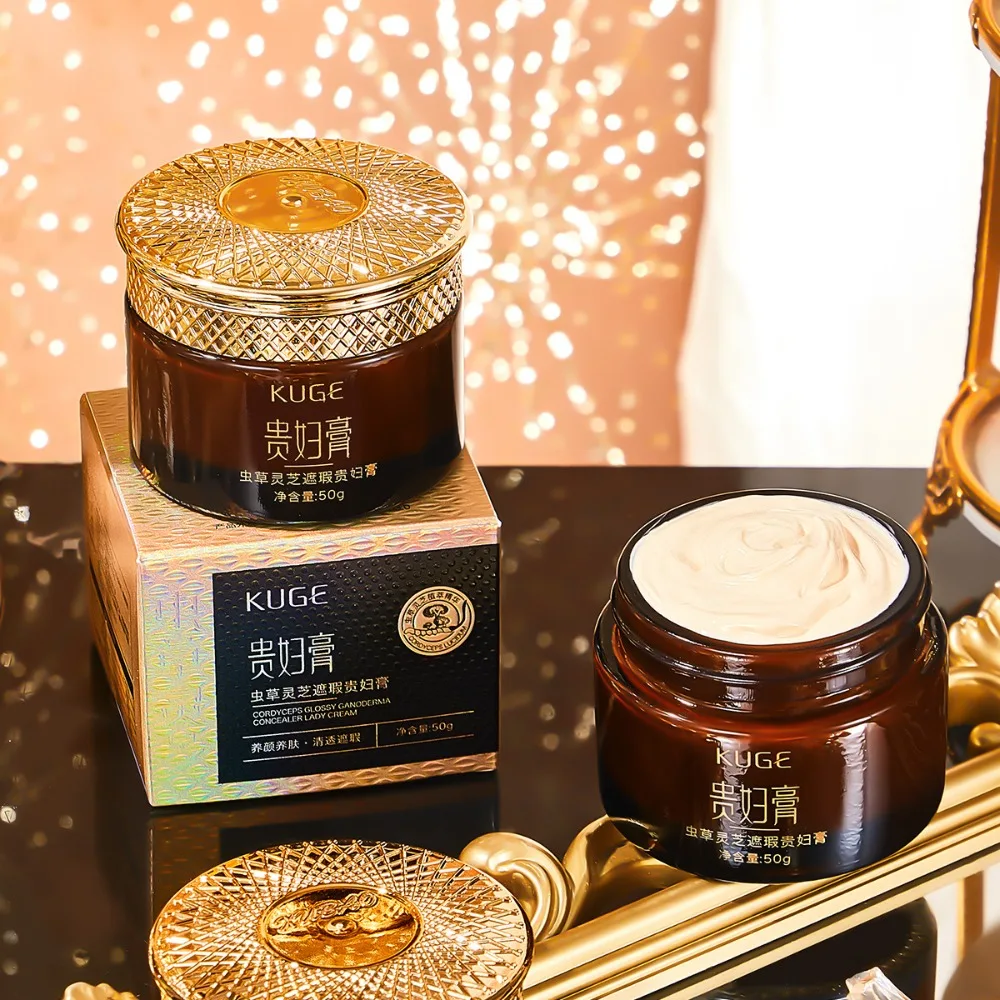 Cordyceps corretivo brilhante ganoderma hidratante senhora creme facial desaparecer linhas finas poros claros creme invisível pele do rosto feminino