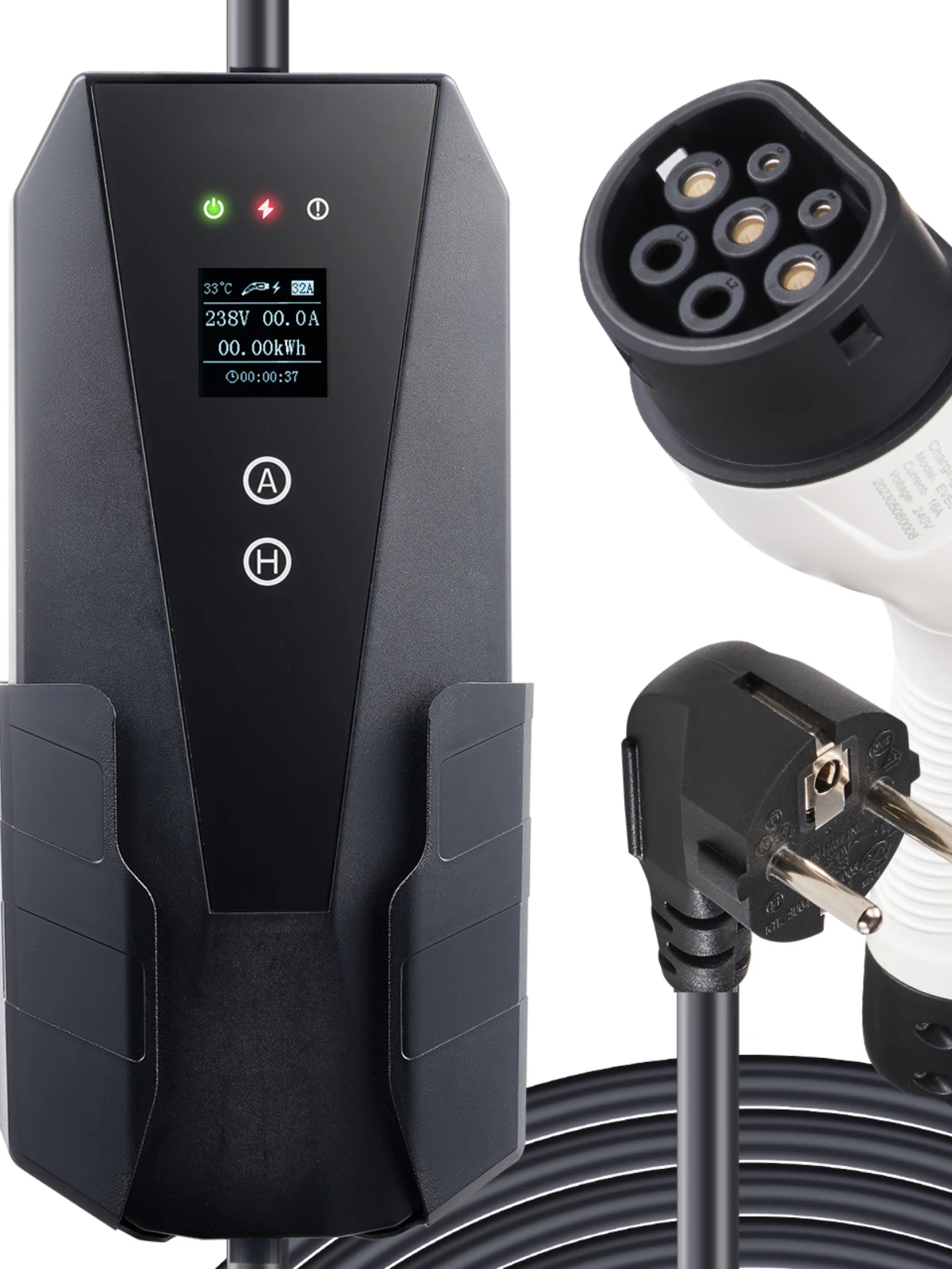 SucceBuy Draagbare EV-oplader Type 2 16A 3,68 kW en 25ft oplaadkabel CEE 7/7-stekker LCD-scherm voor het opladen van elektrische voertuigen - afbeelding 2