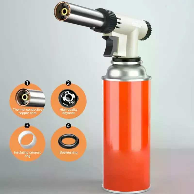 Camping Baking Barbecue Gas Torch Head Welding Fire Maker Lighter Butane Burner Flame Metal Flame WeldingTorch Lighter Heating