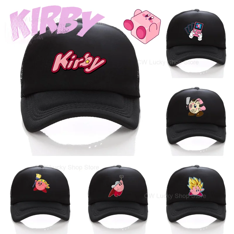 

Kirby Cute Anime Baseball Cap Cartoon Outdoor Sport Caps Fashion Men Women Adjustable Sunshade Hat Casual Mesh Hip Hop Hats