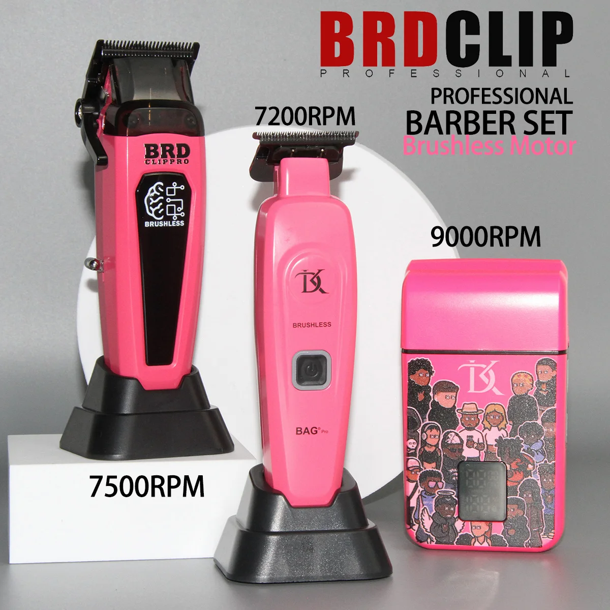 BRDCLIP Профессиональный парикмахерский набор 106B DK078 DK800 с базовым зарядным устройством 7500 об/мин Машинка для стрижки волос DLC Blade 7200 об/мин Триммер 9000PM Бритва