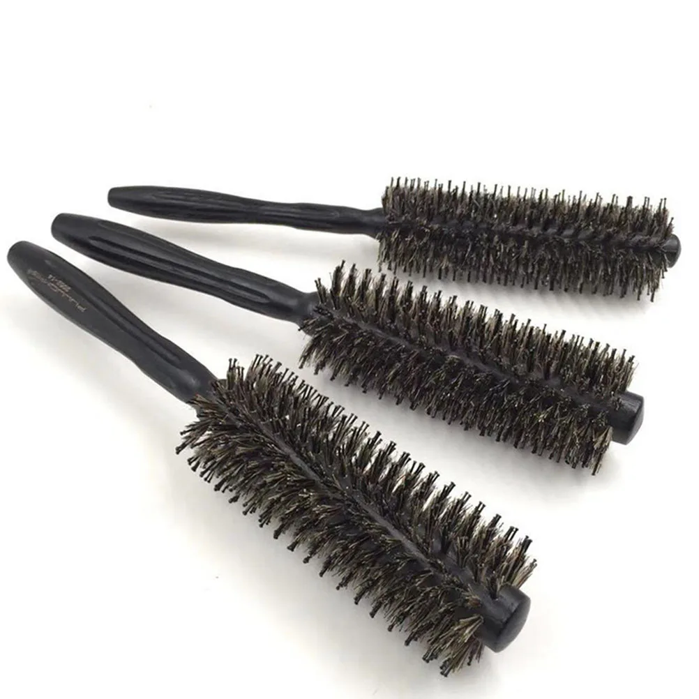 

Durable Black Curly Comb Bristle Hair Brush Ergonomic Wooden Handle Promotes Blood Circulation for All Hair Types M