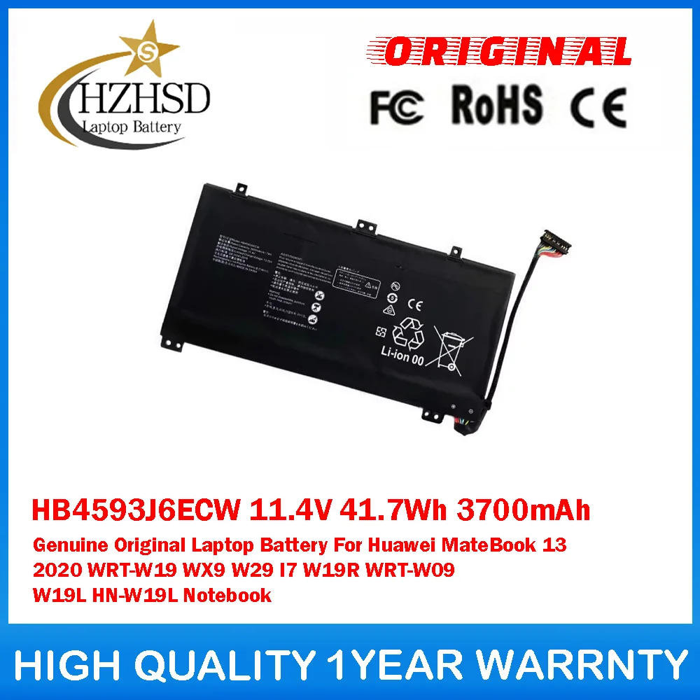 

HB4593J6ECW 11,4 В 41,7 Втч 3700 мАч Оригинальный аккумулятор для ноутбука Huawei MateBook 13 2020 WRT-W19 WX9 W29 I7 W19R WRT-W09 W19L