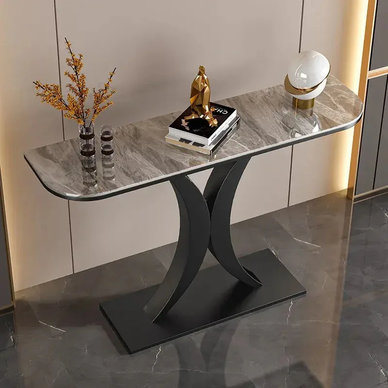 Light Luxury Slate Table Console Tables Living Room Furniture Entrance Console Home Wrought Iron Against Wall Hallway Table Desk