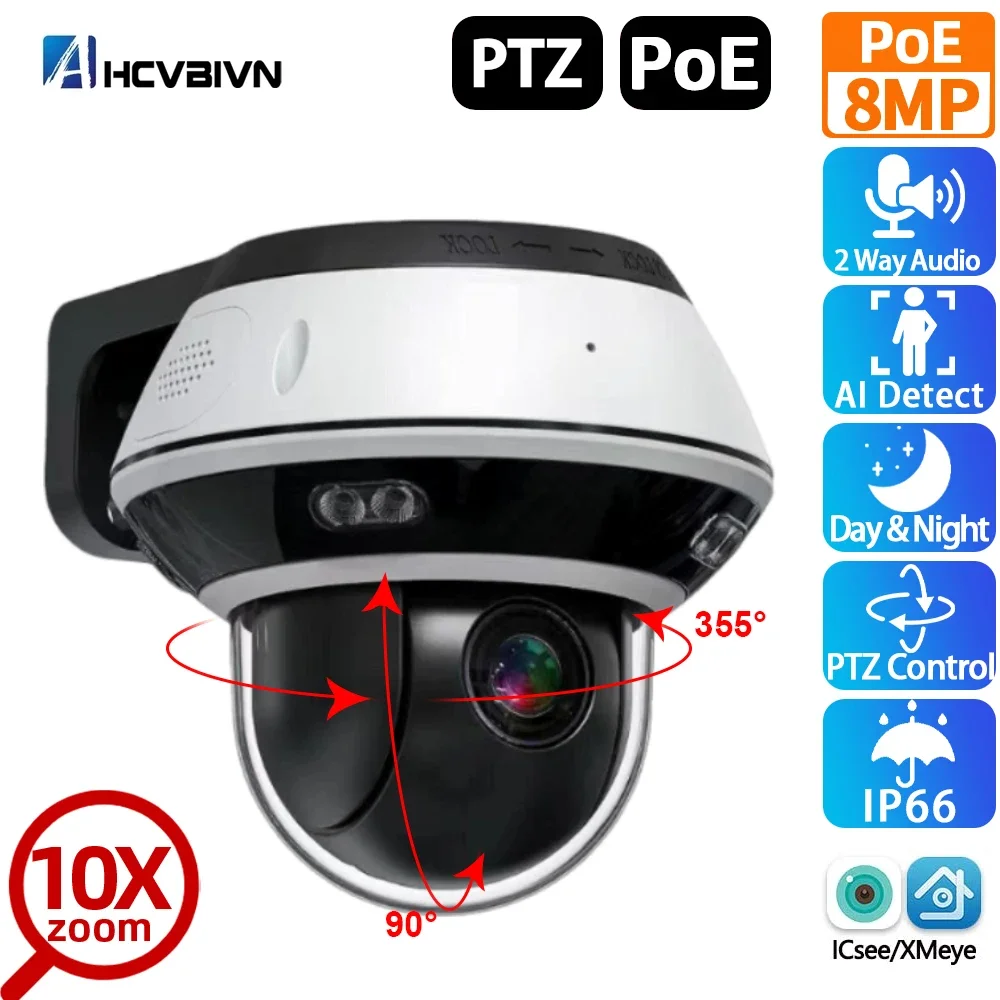 XMEYE 4K 10X Zoom POE PTZ IP Security Camera Outdoor Explosion-Proof Home CCTV Ceiling Dome Surveillance Camera 8MP 2 Way Audio