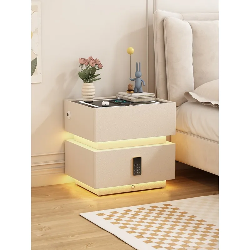 Cream wind suspension bedside table, smart sensor light, password lock cabinet, locker, locker, tatami mat bedside table, 50 cm