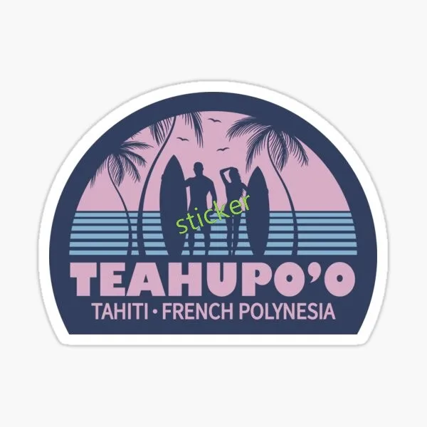 

Tahiti Surfing Beach Surf Summer Vacation Ocean Beach Gift Bumper Sticker Vinyl Decal Laptop Car Bumper Sticker Travel Luggage