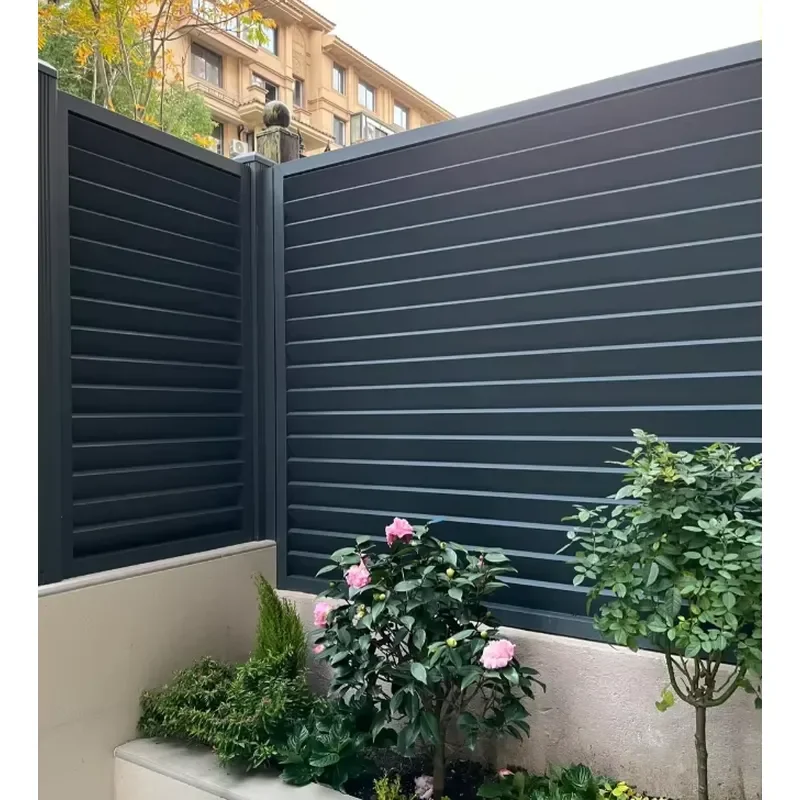 Modern Black Aluminum Privacy Fence Easy-to-Assemble No Dig Horizontal Slat Panels for Security Application patio fence